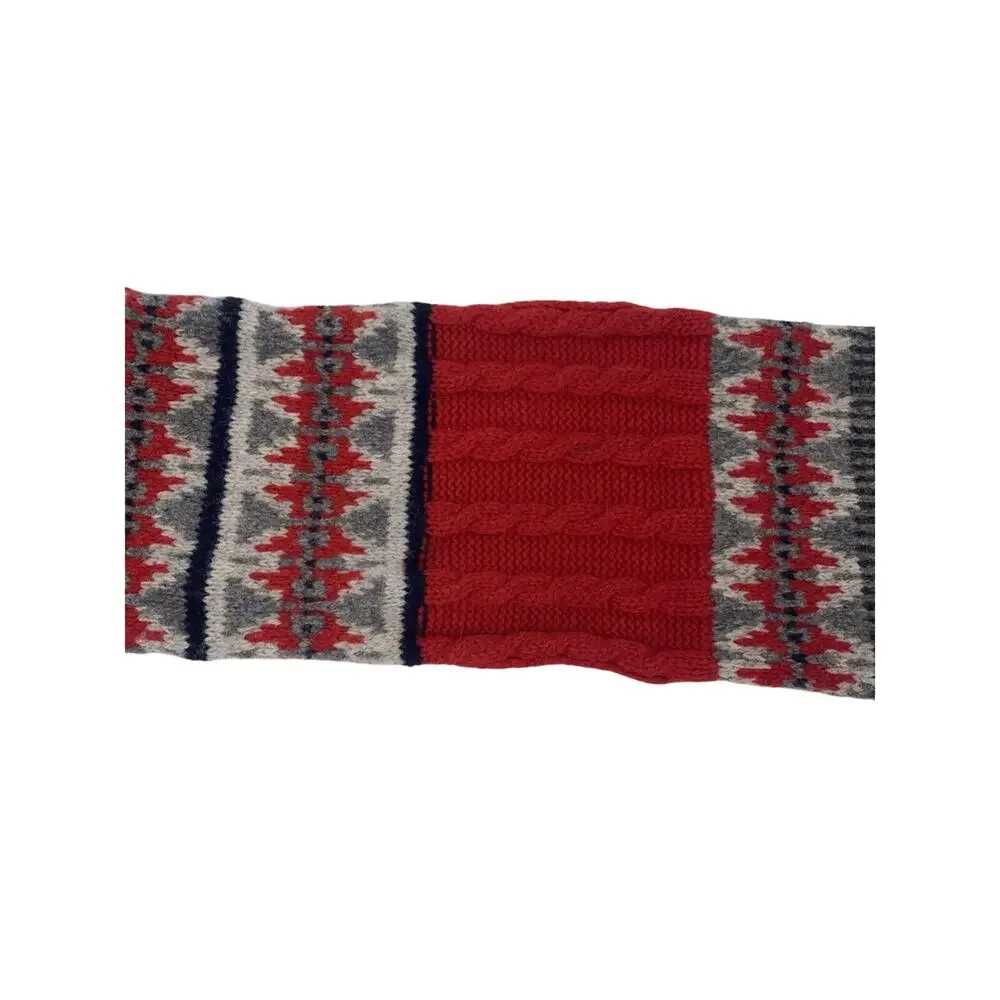 Vintage Gap 100% Lambswool Red Gray Scarf 73” X 8” Winter Holiday